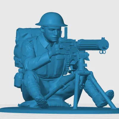 Mô hình lính súng máy Anh Thế chiến I (British Machine Gunner) 3D