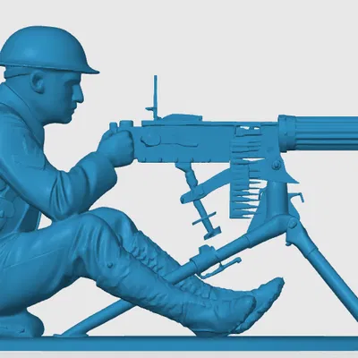 Mô hình lính súng máy Anh Thế chiến I (British Machine Gunner) 3D