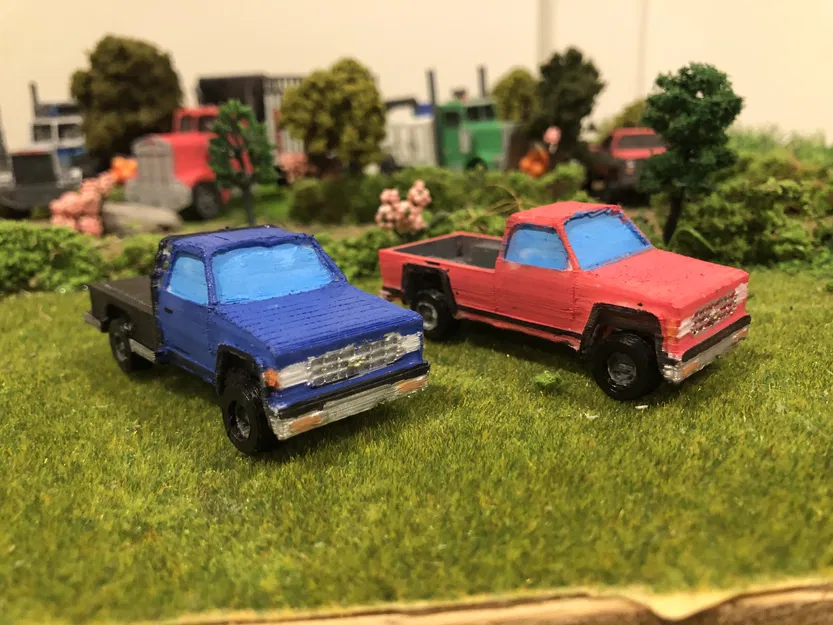 Mô hình xe bán tải Chevrolet S10 thập niên 80 in 3D tỷ lệ 1/64 - Image 1