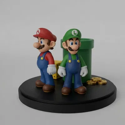 Mô hình 3D bộ đôi Super Mario và Luigi trang trí bàn làm việc