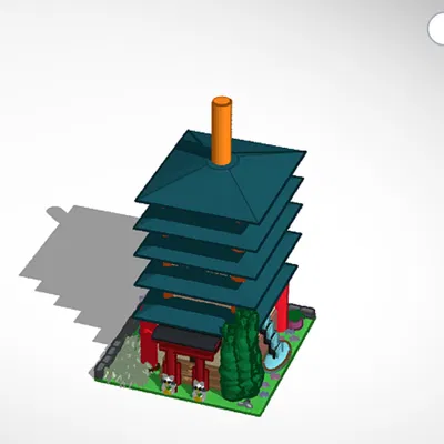 Mô hình kiến trúc Chùa Nhật Bản (Japanese Pagoda) trang trí 3D