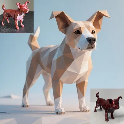 Mô hình Chó đứng Lowpoly #1