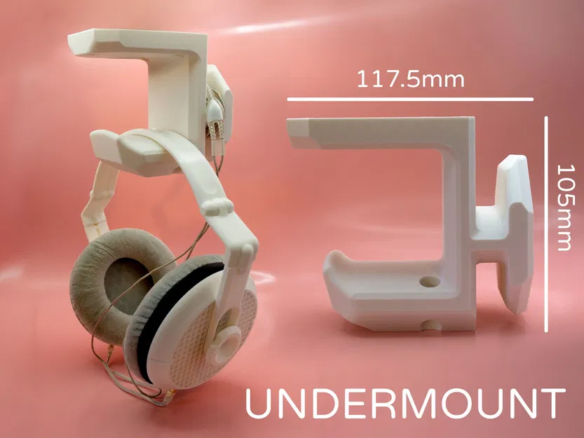 Móc treo tai nghe kèm quấn dây cáp gắn dưới bàn - Pork3D.com - Image 1