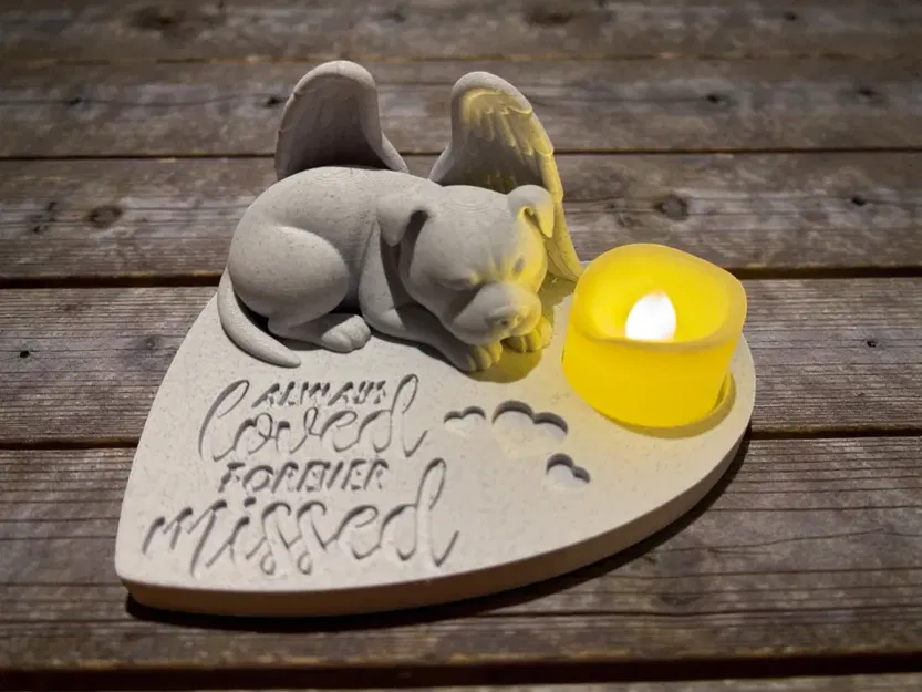 Tượng thiên thần Pitbull hoặc Stafford dùng để tưởng niệm - Luôn yêu thương, mãi mãi nhớ về - Image 1