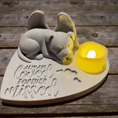 Tượng thiên thần Pitbull hoặc Stafford dùng để tưởng niệm - Luôn yêu thương, mãi mãi nhớ về