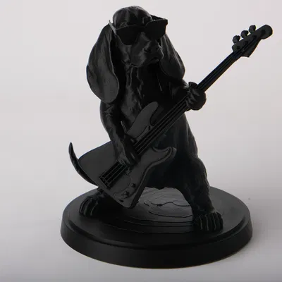 Dog Star - Tượng Basset Hound Rockstar Đang Chơi Đàn Bass