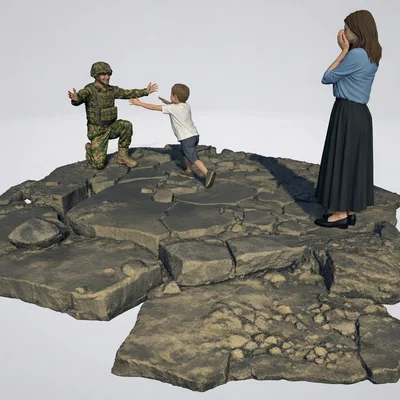 Mô hình 3D Ngày đoàn tụ sau chiến tranh đầy xúc động