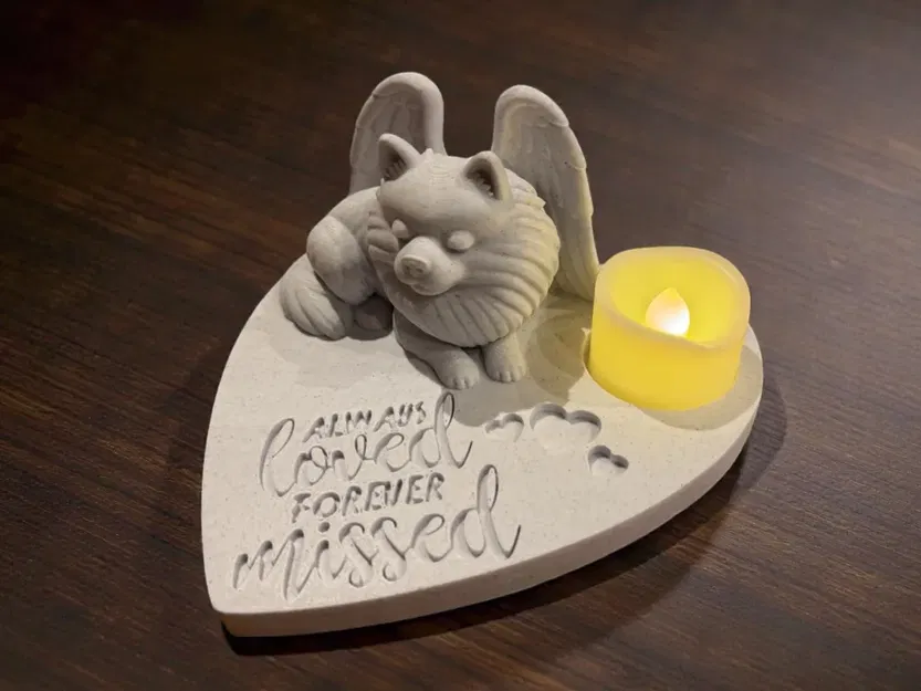 Tượng Tưởng Niệm Pomeranian Thiên Thần – Always Loved, Forever Missed - Image 1