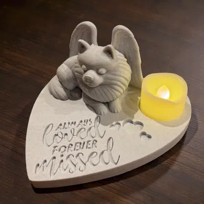 Tượng Tưởng Niệm Pomeranian Thiên Thần – Always Loved, Forever Missed