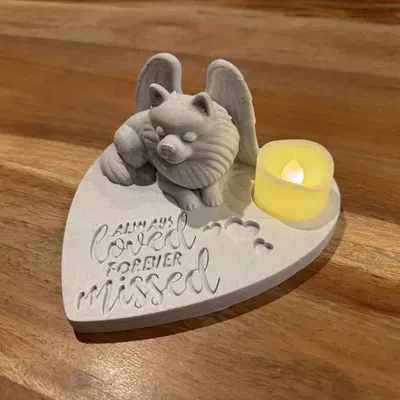 Tượng Tưởng Niệm Pomeranian Thiên Thần – Always Loved, Forever Missed