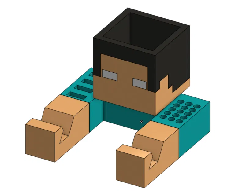 Giá đỡ điện thoại Herobrine đa năng tích hợp ống cắm bút 3D - Image 1