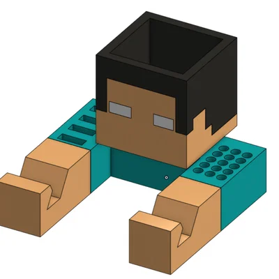 Giá đỡ điện thoại Herobrine đa năng tích hợp ống cắm bút 3D