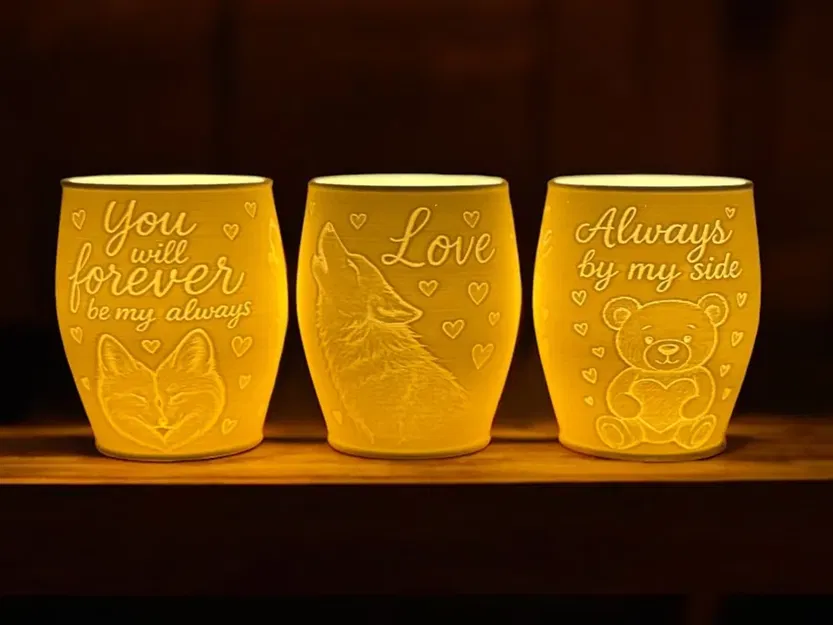 Đèn Litophane Tealight chủ đề Cáo, Sói & Gấu đáng yêu - Image 1