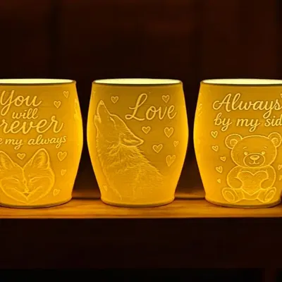 Đèn Litophane Tealight chủ đề Cáo, Sói & Gấu đáng yêu
