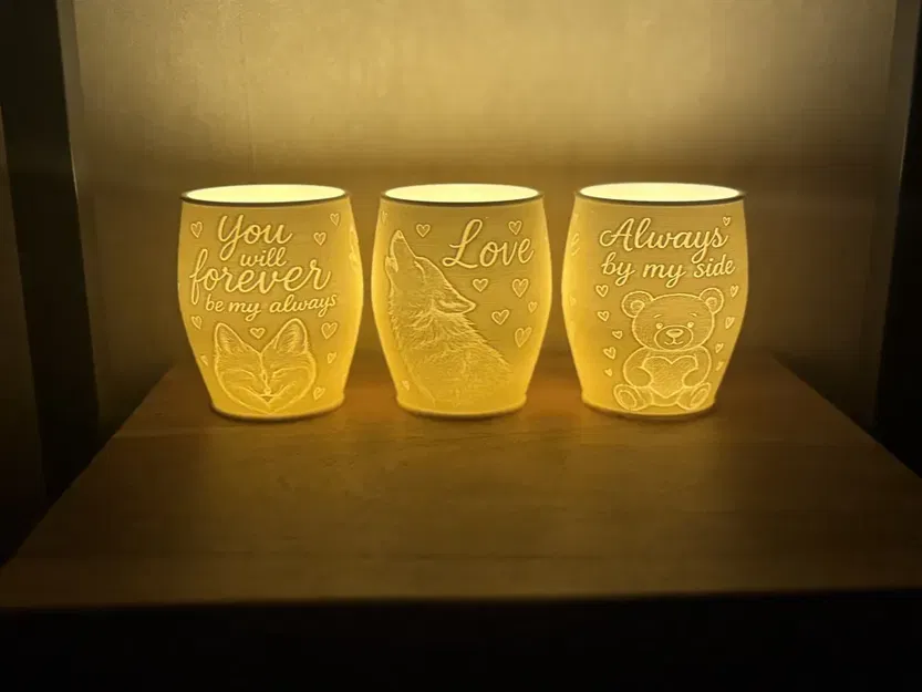 Đèn Litophane Tealight chủ đề Cáo, Sói & Gấu đáng yêu - Image 2
