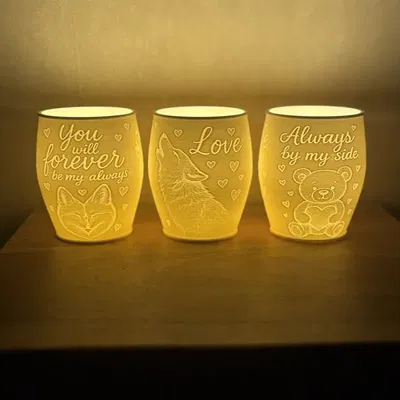 Đèn Litophane Tealight chủ đề Cáo, Sói & Gấu đáng yêu
