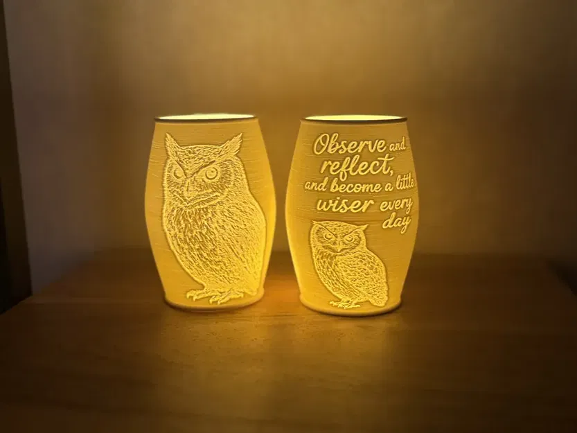 Đèn Litophane Tealight Chú Cú Khôn Ngoan - Image 1