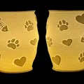 Đèn Tealight Litophane Họa Tiết Dấu Chân-Trái Tim-Xương Cá Dành Cho Người Yêu Mèo - Thumbnail 2