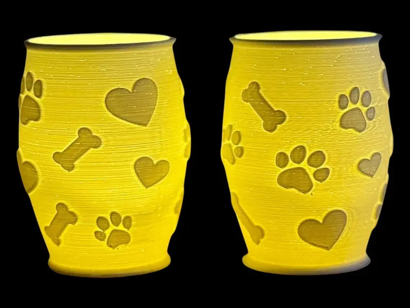 Đèn Litophane Tealight Họa Tiết Paw-Heart-Bone Dành Cho Người Yêu Chó - Image 2