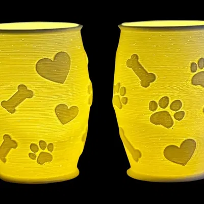 Đèn Litophane Tealight Họa Tiết Paw-Heart-Bone Dành Cho Người Yêu Chó