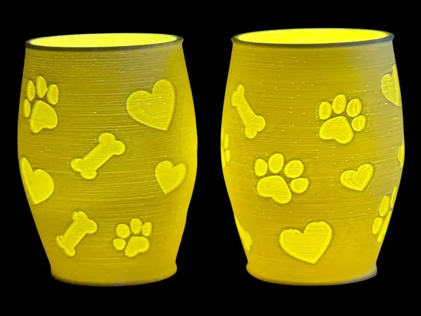 Đèn Litophane Tealight Hình Dấu Chân-Trái Tim-Xương Cho Chó (Bản Đảo Ngược) - Image 2