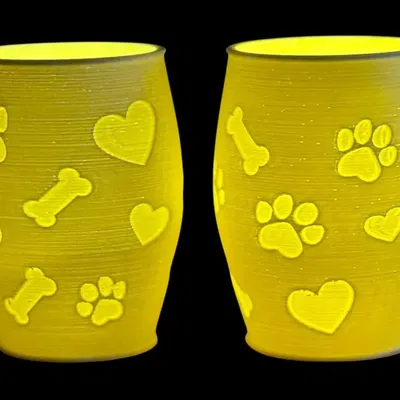 Đèn Litophane Tealight Hình Dấu Chân-Trái Tim-Xương Cho Chó (Bản Đảo Ngược)