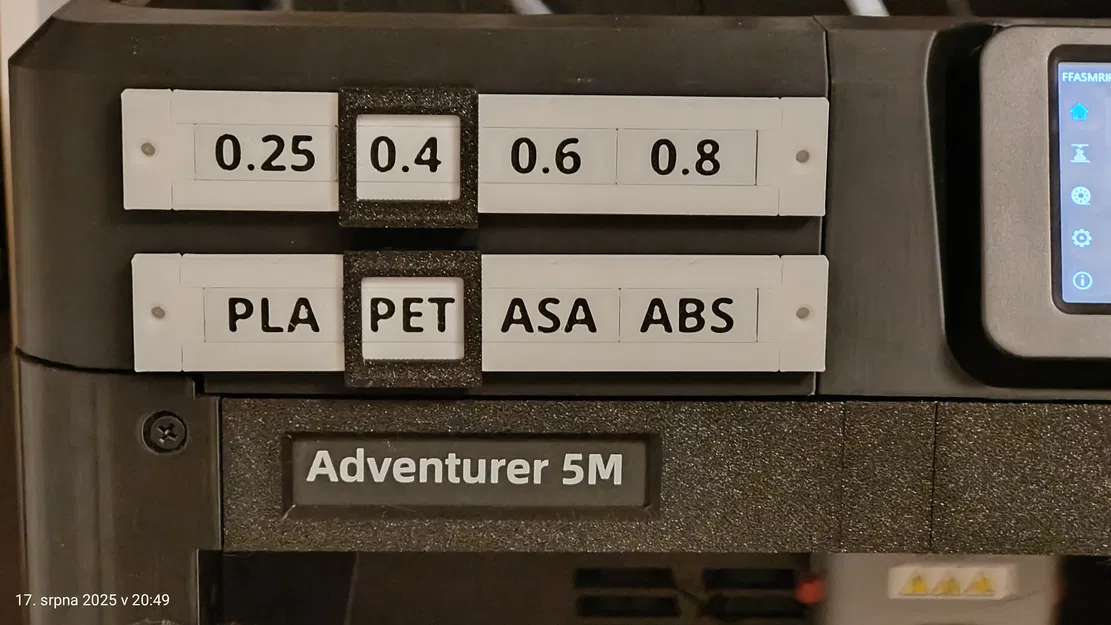 Bộ chỉ báo kích thước nozzle và loại vật liệu - Image 1