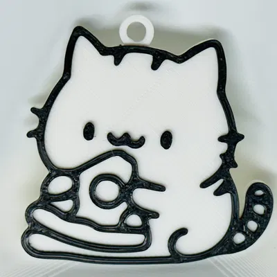 Móc khóa Mèo ăn Pizza