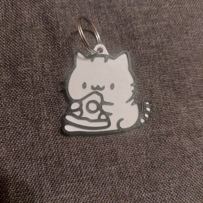 Móc khóa Mèo ăn Pizza - Đã cải tiến lỗ móc treo