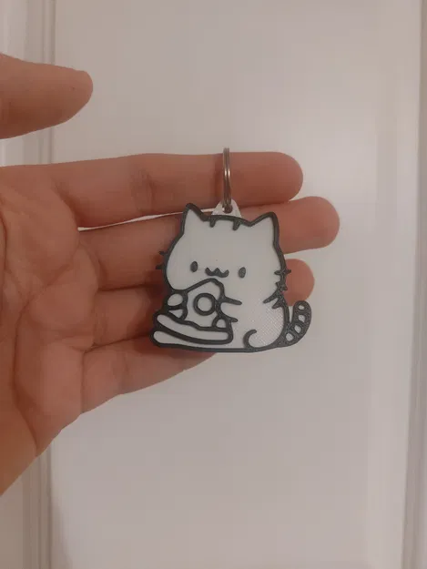 Móc khóa Mèo ăn Pizza - Đã cải tiến lỗ móc treo - Image 2