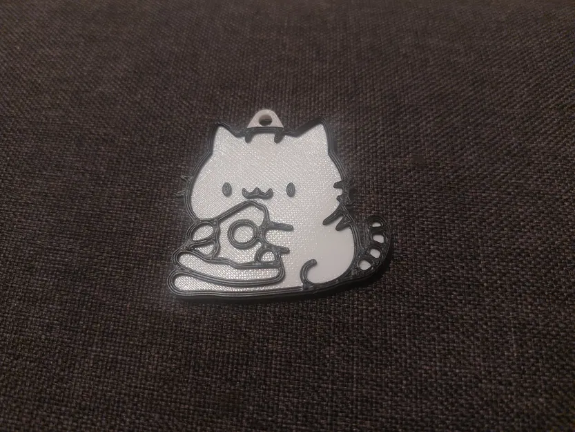 Móc khóa Mèo ăn Pizza - Đã cải tiến lỗ móc treo - Image 3