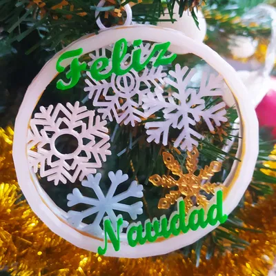Đồ trang trí cây thông Noel họa tiết bông tuyết - Feliz Navidad