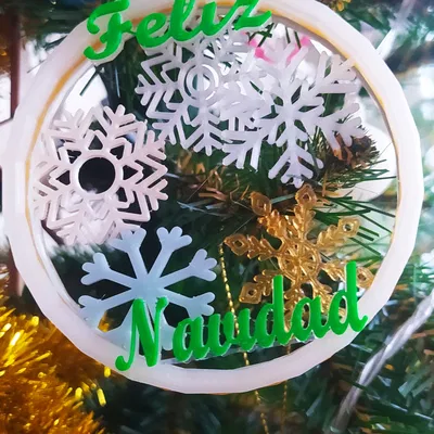 Đồ trang trí cây thông Noel họa tiết bông tuyết - Feliz Navidad