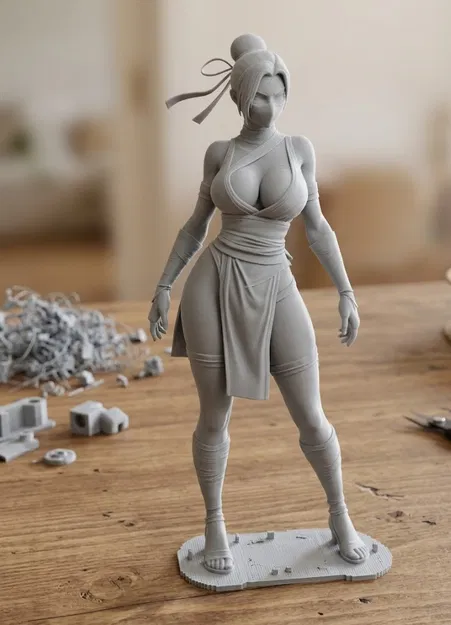 Mô hình nữ chiến binh Ninja đeo mặt nạ 3D (file in STL) - Image 1