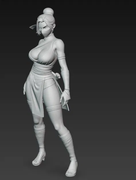 Mô hình nữ chiến binh Ninja đeo mặt nạ 3D (file in STL) - Image 2