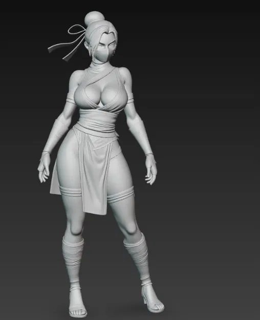 Mô hình nữ chiến binh Ninja đeo mặt nạ 3D (file in STL) - Image 4