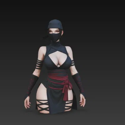Mô hình tượng nữ Ninja quyến rũ (Sexy Ninja Woman Bust) in 3D