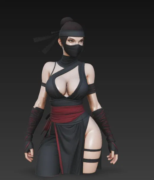 Mô hình tượng nữ Ninja chiến binh (Ninja Girl Fighter Bust) in 3D - Image 4