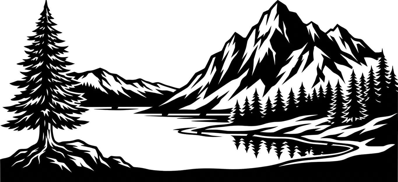 Mẫu tranh treo tường 3D phong cảnh núi rừng hiện đại - Image 1