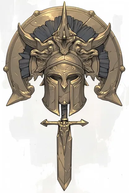 Mẫu in 3D ghim cài áo Brooch chiến binh cổ đại cực chi tiết - Image 1