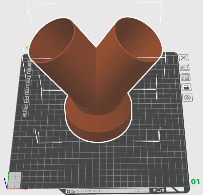 Đầu chia ống dẫn khí Webasto 100mm sang 2x75mm in 3D - Image 1