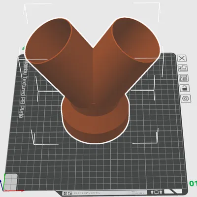Đầu chia ống dẫn khí Webasto 100mm sang 2x75mm in 3D