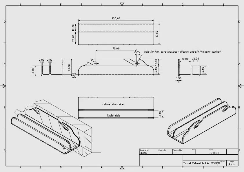 Giá đỡ máy tính bảng cho cửa tủ bếp MD3DD - Image 3
