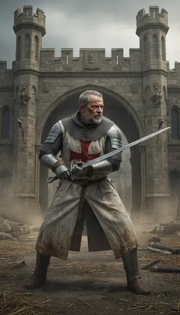 Mô hình 3D hiệp sĩ Crusader tại cổng thành đầy oai vệ - Image 2