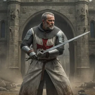 Mô hình 3D hiệp sĩ Crusader tại cổng thành đầy oai vệ