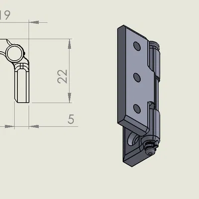 Bản lề 3D in ấn 31x40mm có chốt khóa thông minh