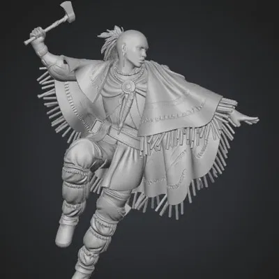 Mô hình chiến binh da đỏ cầm rìu (Axe-Wielding Prairies Warrior)