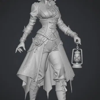 Mô hình 3D Người gác đèn phong cách Steampunk cực đẹp và chi tiết