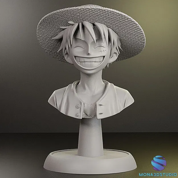 Mô hình tượng bán thân Monkey D. Luffy - One Piece (File in 3D STL) - Image 4