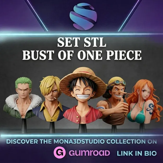 Mô hình tượng bán thân Monkey D. Luffy - One Piece (File in 3D STL) - Image 5